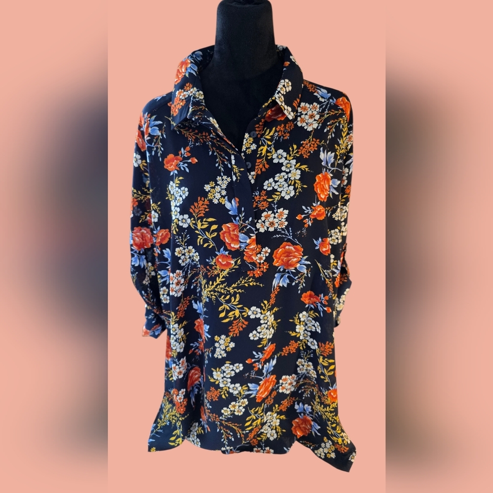 Simply Emma Floral Blouse 2X